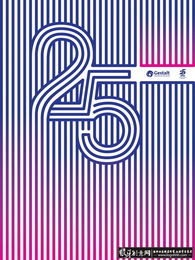 蓝色延续: 数字25的精美不包边条理海报设计